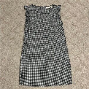 Cynthia Rowley Black and White Gingham Dress with Ruffle Sleeves